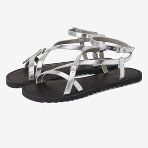 AllSaints Tyla Metallic Silver Leather Sandals 8.5US/38.5EU New!